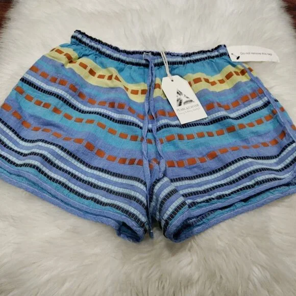 Pearl & Caviar Artsey Grecian Lagenlook Boho Striped Alonissos Shorts Size M NWT - Picture 4 of 11